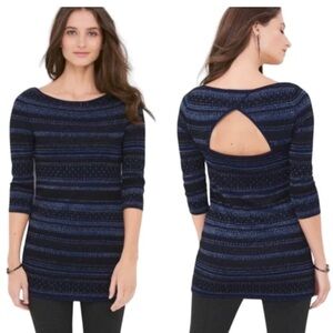 White House Black Market Metallic Open-Back Knit Tunic Top – Size L (Like New)